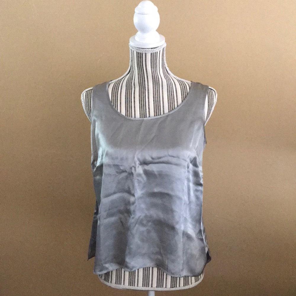 Talbots Silver Tank 100% Silk Silver 6P